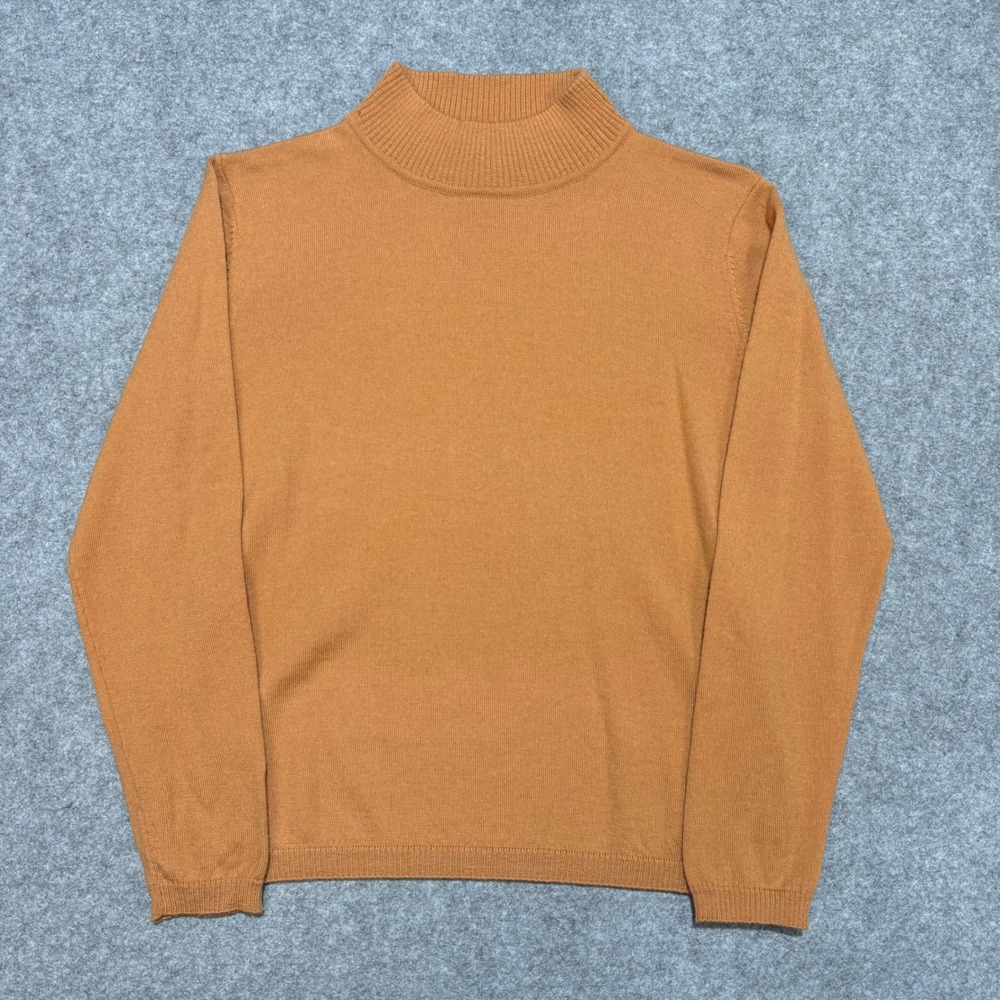 Pendleton Petite Womens Burnt Orange Mock Neck Long Sleeve Sweater Size PM